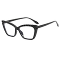 Occhiali neri cat-eye in TR90 con montatura strutturata unica e lenti anti-luce blu moderne - Montatura Nero Lucido (C1)
