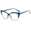 Cat-eye TR90 blue light blocking glasses with dark blue to nude gradient frames - Blue Tea Frame (C4)