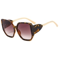 Fashion square oversized sunglasses featuring tortoiseshell frames and gold metal temples - Leopard Frame / Tea Lens