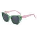 Occhiali da sole cat-eye con montatura verde traslucida e stanghette rosa - Montatura Verde Aste Rosa Lenti Grigie