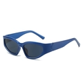 Lunettes de soleil de sport bleu marine modernes avec verres gris foncé au look rétro chic - Monture Bleue Lentille Grise