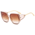 Square oversized champagne translucent frame sunglasses with brown gradient lenses - Transparent Tea Frame Tea Lens