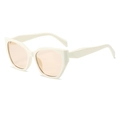 Lunettes de soleil œil-de-chat avec monture crème et verres teintés orange clair - Monture Blanche Verres Champagne