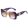 Chic square sunglasses with purple gradient frame and hollow chain link temples - Gradient Purple Frame Tea Lens