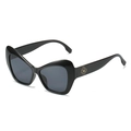 Occhiali da sole cat eye neri con lenti grigie e dettagli in metallo dorato sulle aste - Montatura Nera Lenti Grigie