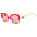 Y2K square sunglasses with red-pink gradient frames and gold hollow heart temples - Red Purple Gradient Frame Champagne Lens