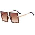 Stylish oversized square sunglasses with tortoiseshell frames and gold metallic temples - Tortoiseshell Frame Tea Lens
