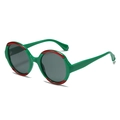 Lunettes de soleil rondes rétro avec monture verte brillante et accents rouges - Monture Vert Rouge Lentille Vert Foncé