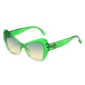 Occhiali da sole cat-eye verde caramella con lenti sfumate e decorazioni in metallo oro - Montatura Verde Sfumata Lente Verde Gialla