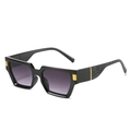Fashion square sunglasses with black crocodile texture temples and purple gradient lenses - Black Frame Double Gray Lens