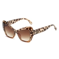 Occhiali da sole cat-eye con montatura tartarugata, lenti sfumate e logo a fiore dorato - Montatura Sfumata Leopardo Tartarugata Lente Tè