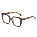 Fashionable oversized square tortoise shell sunglasses for women in street style design - Black Tortoise Frame Clear Lens