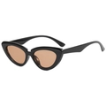 Retro-Cat-Eye-Sonnenbrille mit schwarzem Hochglanzrahmen und braunen Gläsern - Schwarzer Rahmen Tee Gläser