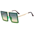 Oversized square green frame sunglasses with yellow gradient lenses and gold metal arms - Transparent Green Frame Gradient Green Yellow Lens