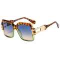 Chic square oversized tortoiseshell sunglasses with gradient lenses and gold hollow temples - Tortoise and Green Frame Green Yellow Lens