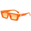Retro-Rechteck-Sonnenbrille mit orangem Rahmen und gelben Verlaufsgläsern in glänzendem Finish - Oranger Rahmen Verlauf Gelbe Gläser