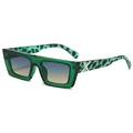 Schicke grüne transparente Rechteck-Sonnenbrille mit Verlaufsgläsern und Leopardenmuster - Grüner Rahmen Grün-gelbe Gläser