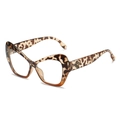 Chic tortoiseshell cat-eye sunglasses with luxury interlocking circular metal logo detail - Gradient Leopard Frame Clear Lens