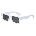Retro square white sunglasses with dark grey lenses and gold arrow metal details - White Frame Gray Lens