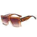 Fashionable leopard print oversized square sunglasses with brown gradient lenses - Gradient Tea Frame Tea Lens