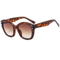 Fashionable tortoise shell oversized cat eye sunglasses with gradient tea lenses - Tortoiseshell Frame Gradient Tea Lens