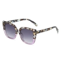 Fashionable oversized cat-eye sunglasses with tortoiseshell and purple frames - Top Tortoise Bottom Purple Frame Double Grey Lens