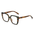 Retro tortoiseshell square frame sunglasses with amber pattern in a classic vintage style - Green Tortoise Frame Clear Lens