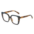 Fashionable tortoiseshell and black cat-eye square frame glasses for a retro modern look - Blue Tortoise Frame Clear Lens