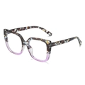Fashionable square frame glasses featuring dark tortoise top and gradient purple bottom - Top Tortoise Bottom Purple Frame Clear Lens