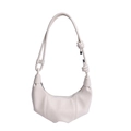Elegant cream-colored croissant shoulder bag with litchi texture and knotted strap - Off-white Without Pendant