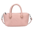 Sac cabas rose à motif tissé avec doubles poignées et bandoulière amovible - Rose