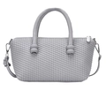 Sac fourre-tout tissé gris clair avec poignées et détails métalliques argentés - Gris