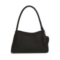 Borsa a tracolla intrecciata nera con texture Intrecciato e piccolo borsellino tondo - Nero