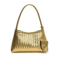 Borsa a spalla intrecciata dorata con trama Intrecciato e mini portamonete coordinato - Oro