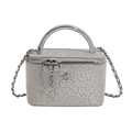 Silberne Box-Tasche mit Pailletten, Leopardenmuster und Metallgriff für Damen - Leopardenmuster Groß