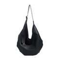 Sac seau chic noir à texture litchi avec bandoulière confortable pour femme - Noir