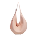 Sac seau hobo rose pêche en cuir grainé litchi avec bandoulière réglable - Rose