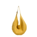 Sac seau jaune minimaliste en cuir à motif litchi avec bandoulière réglable chic - Jaune