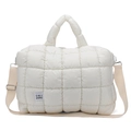 Quilted cloud puffer tote bag in white waterproof fabric with detachable crossbody strap - White