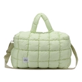 Quilted light green puffy cloud crossbody bag with soft padding and adjustable strap - Green