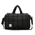 Borsa a nuvola trapuntata nera con tracolla regolabile e texture a quadri soffici - Nero