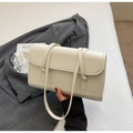 Chic cream white pleated underarm bag with minimalist straps and textured finish - No Pendant / Off White