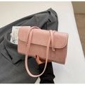 Light pink underarm bag featuring unique crinkled texture and dual thin shoulder straps - No Pendant / Pink