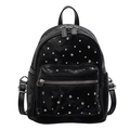 Sparkly black quilted backpack featuring rhinestone embellishments and multiple compartments - Black