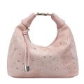 Borsa a mano plissettata rosa con strass scintillanti e dettaglio manico a nodo - Rosa