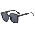 Fashionable oversized square black sunglasses with golden diamond rivets on a white background - Black Frame Black Grey Lens