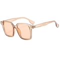 Retro square sunglasses in amber tortoiseshell frame with light brown lenses - Transparent Tea Frame Champagne Lens