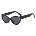 Occhiali da sole cat-eye neri con dettagli in metallo argentato sulla montatura - Montatura Nera Lenti Grigio Nero