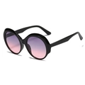 Occhiali da sole rotondi retro con montatura nera e lenti viola sfumate - Montatura Nera Lenti Grigio Rosa