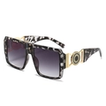 Fashion oversized square sunglasses with marble leopard print frames and gradient lenses - Floral + Gray